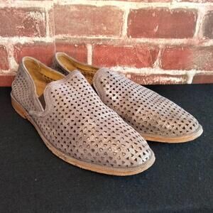 Trask Womens Size 9.5 Loafers Grey Slip On Leather Perforated Leather Heel